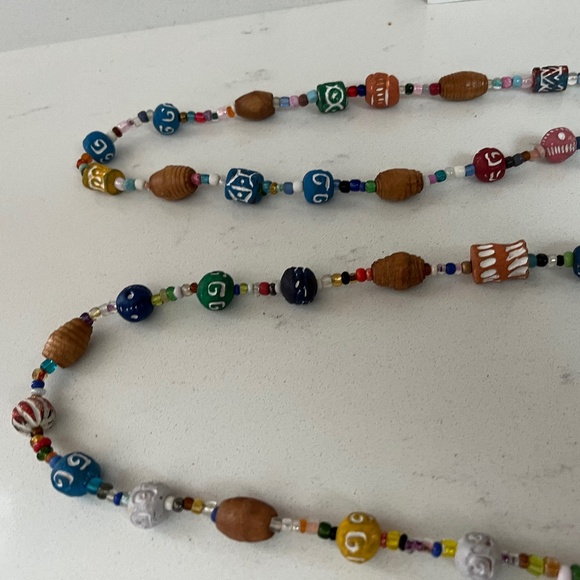 African Trade beads necklace 2 pc, Ethnic bead 2 necklaces NEW - Picture 2 of 4